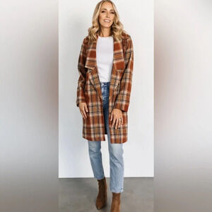 Andree by Unit Women’s Longline Copper Plaid Coat Shacket Size Large